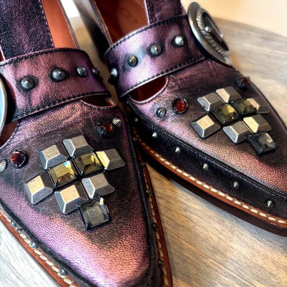 Coach Women's Cut Out Western Creeper Booties Boots Metallic Purple US Sz 7.5 B - Picture 7 of 15